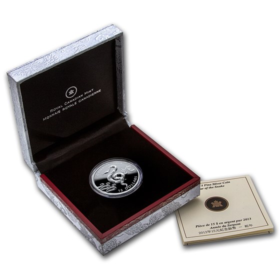 2013 Canada 1 oz Silver $15 Lunar Snake (w/Box & COA) 2013 Canada 1 oz Silver $15 Lunar Snake (w/Box & COA)
